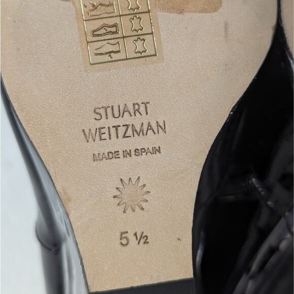 new 5.5 Stuart Weitzman Lucite 105mm Ankle Boots - Black pointed toe clear heel - Picture 12 of 12